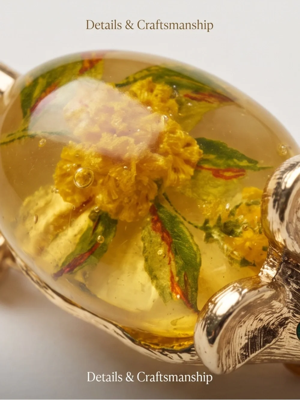 Vintage Gold-Tone Mouse Brooch with Floral Resin Body